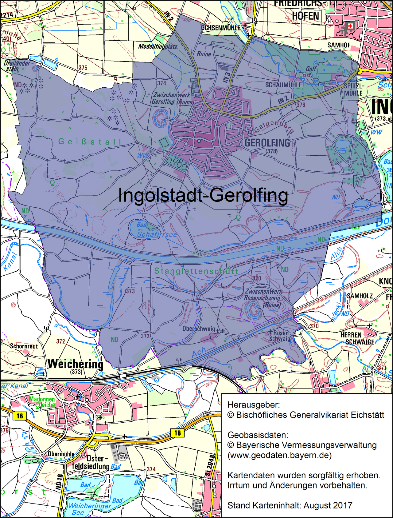 Karte Pfarrei Ingolstadt-Gerolfing